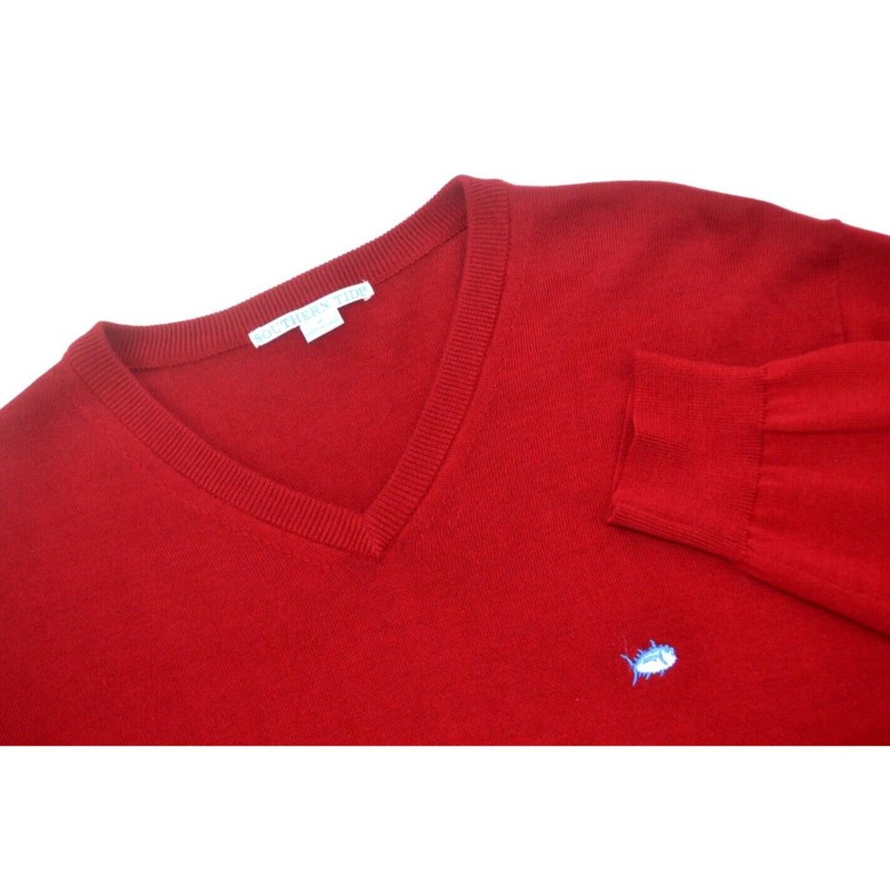 SOUTHERN TIDE Men's V-Neck 100% Cotton‎ Sweater SIZE MEDIUM Red